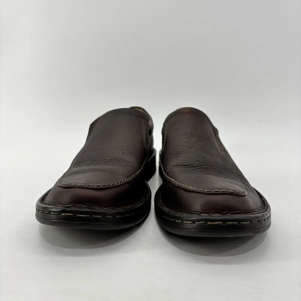 Clarks Mens Size 7 Brown Loafers Slip On Leather Ortholite Casual